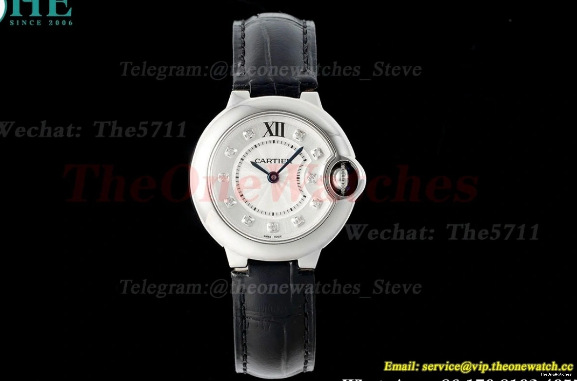 28mm SS Cartier Bleu De AF White Ballon LE Quartz Dia 1223